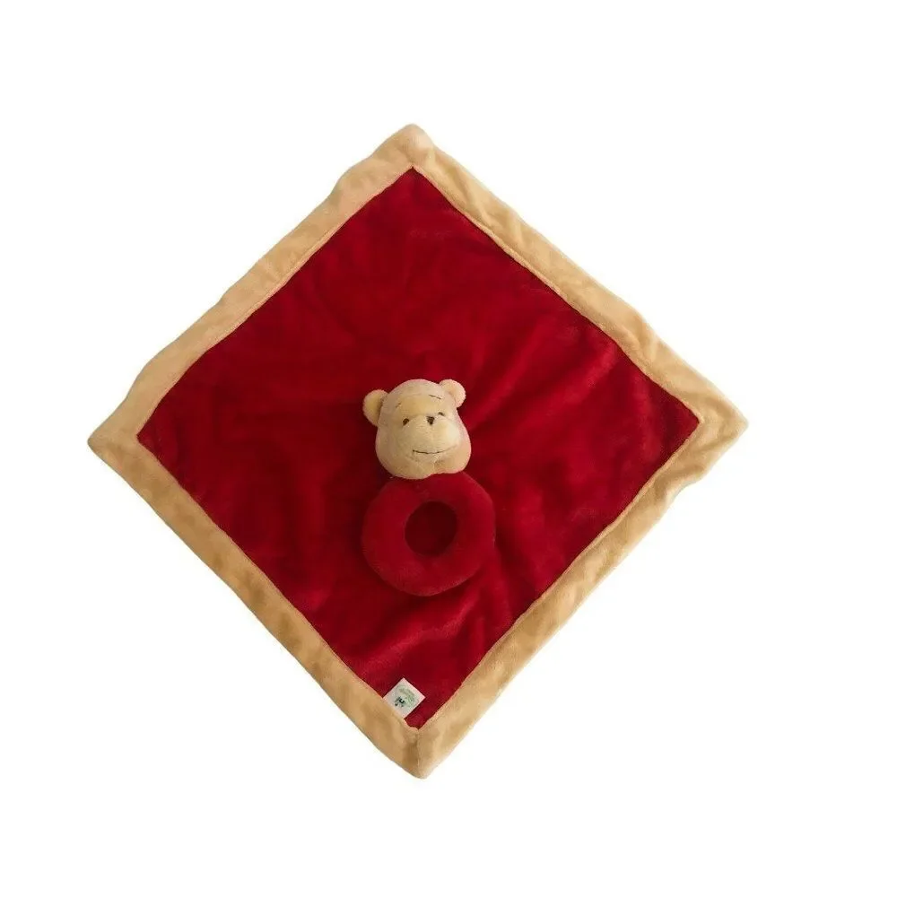 Disney Baby Lovey Winnie The Pooh Rattle Red Security Blanket